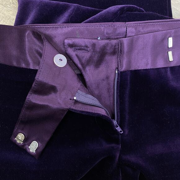 Marciano Guess Purple Velvet Flare Pants SZ 2 Satin Holidays Witchy WhimsiGoth - Picture 3 of 8